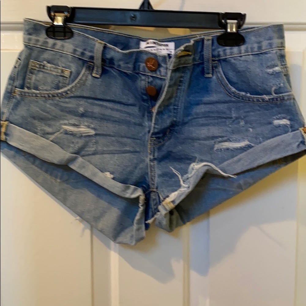 One Teaspoon Bandits Blue Denim Shorts Relaxed Fit Button Fly Size 27